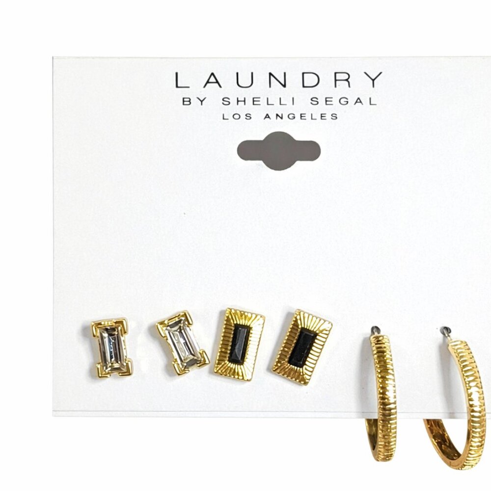 Laundry by Shelli‎ Segal Gold Tone   Earrings Trio